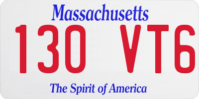 MA license plate 130VT6
