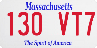 MA license plate 130VT7