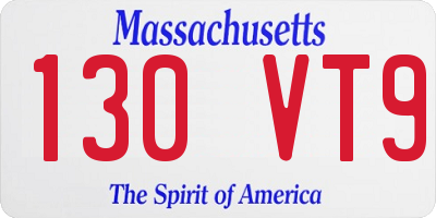 MA license plate 130VT9