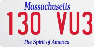 MA license plate 130VU3