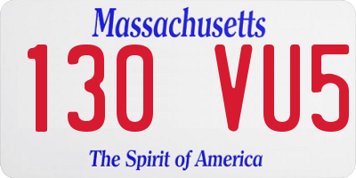 MA license plate 130VU5