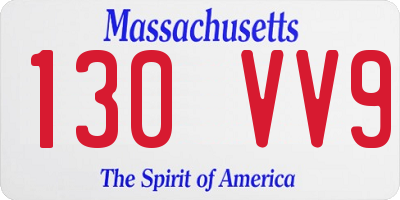 MA license plate 130VV9
