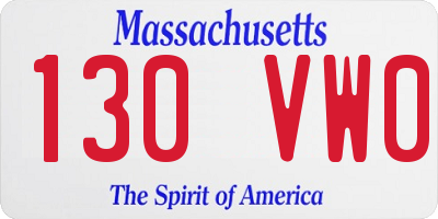 MA license plate 130VW0