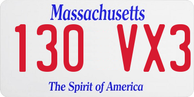 MA license plate 130VX3