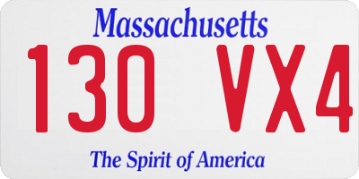 MA license plate 130VX4