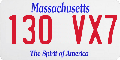 MA license plate 130VX7