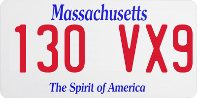 MA license plate 130VX9