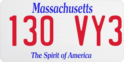 MA license plate 130VY3