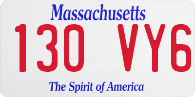 MA license plate 130VY6