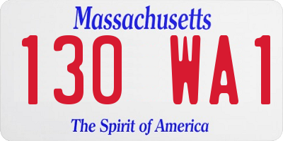 MA license plate 130WA1