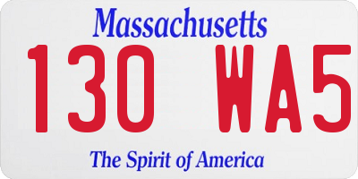 MA license plate 130WA5