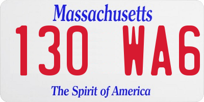 MA license plate 130WA6
