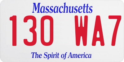 MA license plate 130WA7