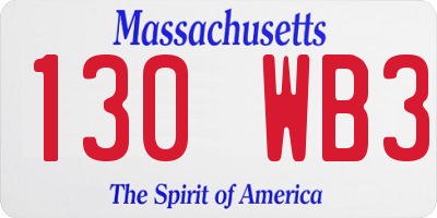 MA license plate 130WB3