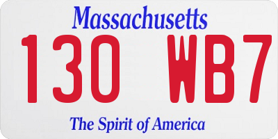 MA license plate 130WB7