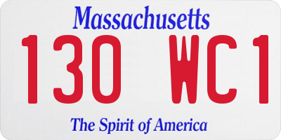 MA license plate 130WC1