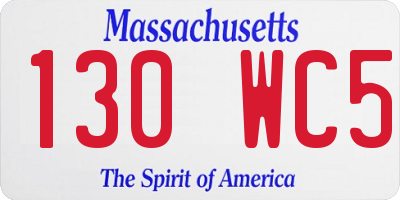 MA license plate 130WC5