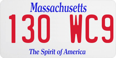 MA license plate 130WC9