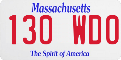 MA license plate 130WD0
