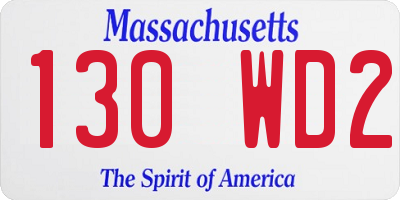 MA license plate 130WD2