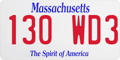 MA license plate 130WD3