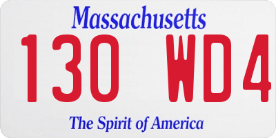 MA license plate 130WD4