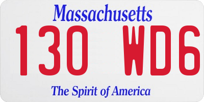 MA license plate 130WD6