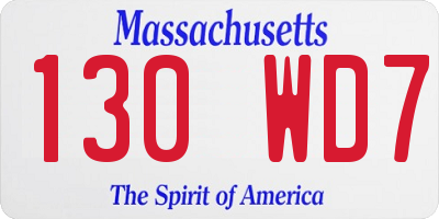 MA license plate 130WD7