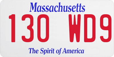 MA license plate 130WD9