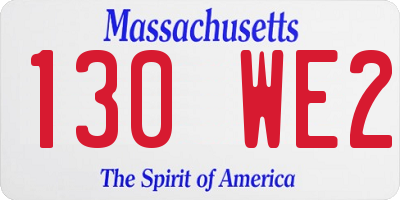 MA license plate 130WE2