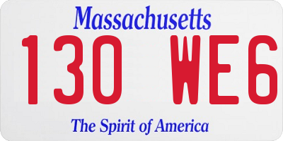 MA license plate 130WE6