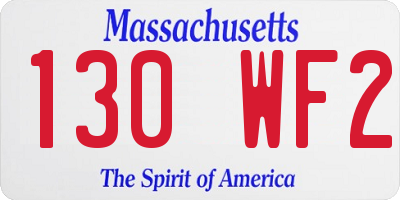MA license plate 130WF2
