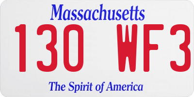 MA license plate 130WF3
