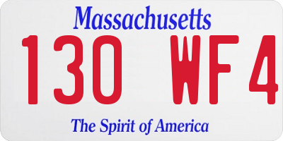 MA license plate 130WF4