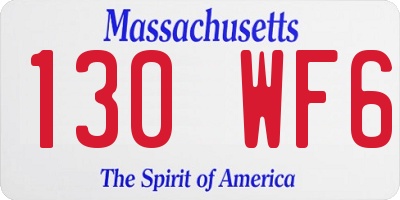 MA license plate 130WF6