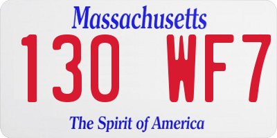 MA license plate 130WF7