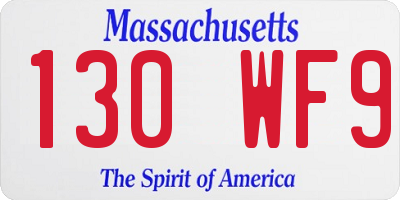 MA license plate 130WF9