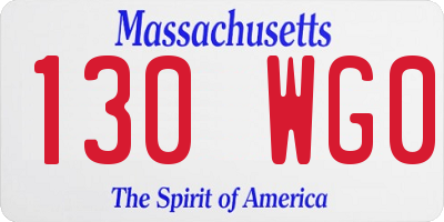 MA license plate 130WG0