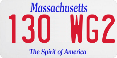 MA license plate 130WG2