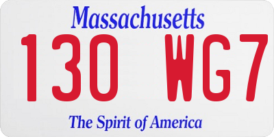 MA license plate 130WG7