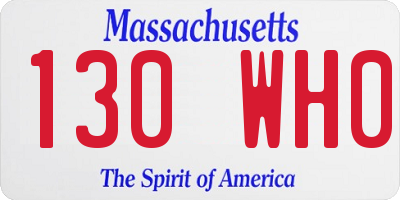 MA license plate 130WH0