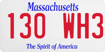 MA license plate 130WH3