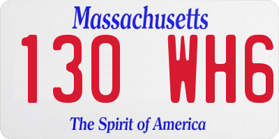 MA license plate 130WH6