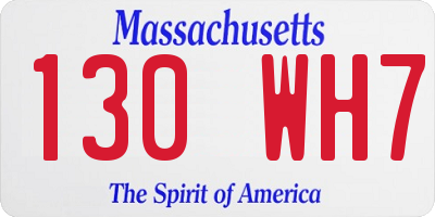 MA license plate 130WH7