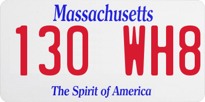 MA license plate 130WH8