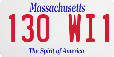 MA license plate 130WI1