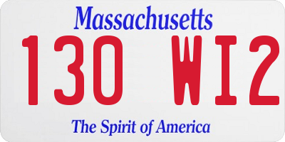 MA license plate 130WI2
