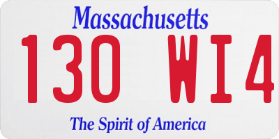 MA license plate 130WI4
