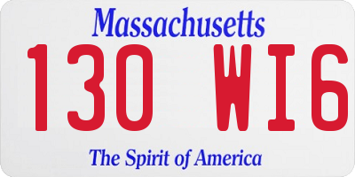 MA license plate 130WI6