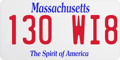 MA license plate 130WI8